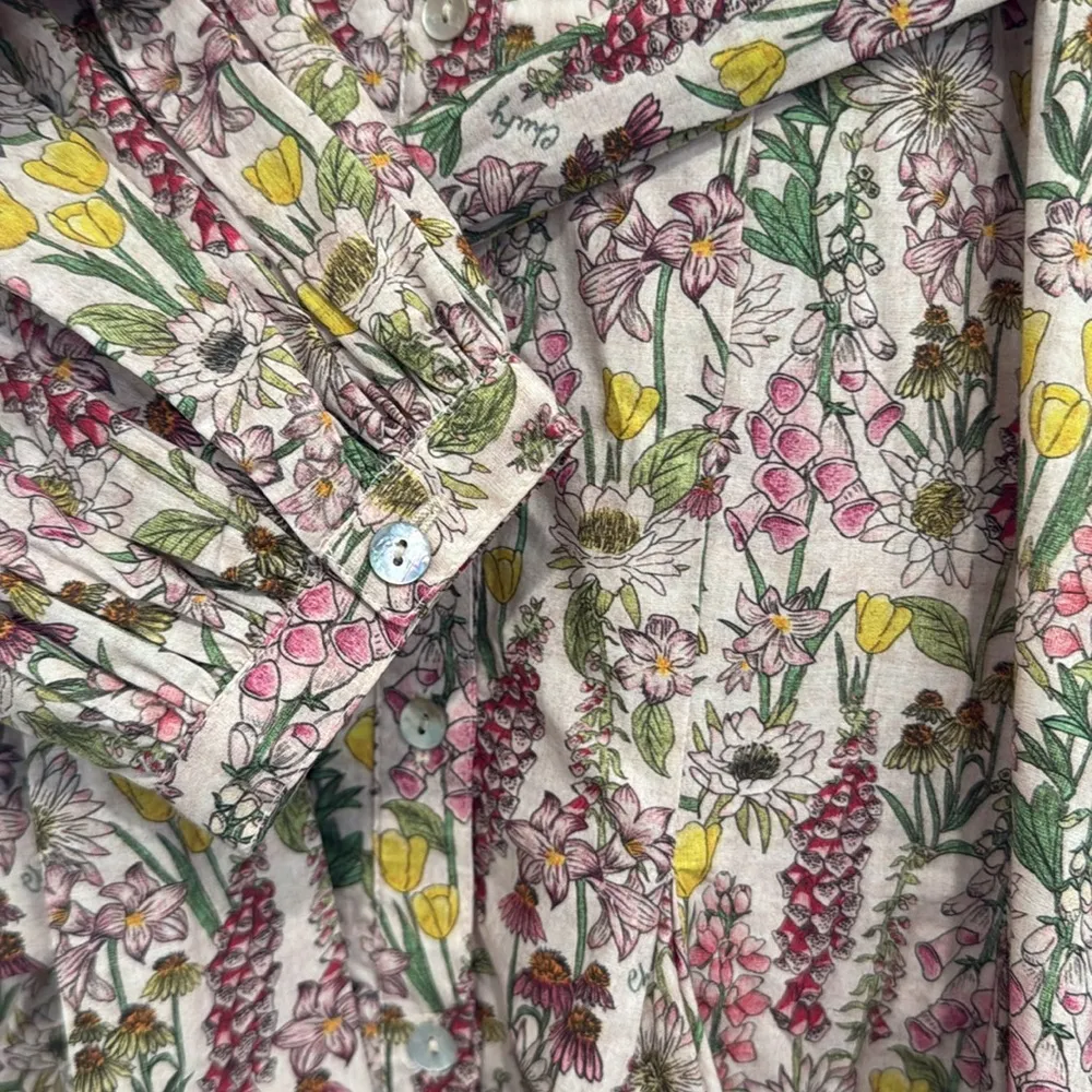 Chufy Forever Patagonia Ushi Mini Dress in Valdes Beige XS Long Sleeve Floral Pink Size M - Image 10