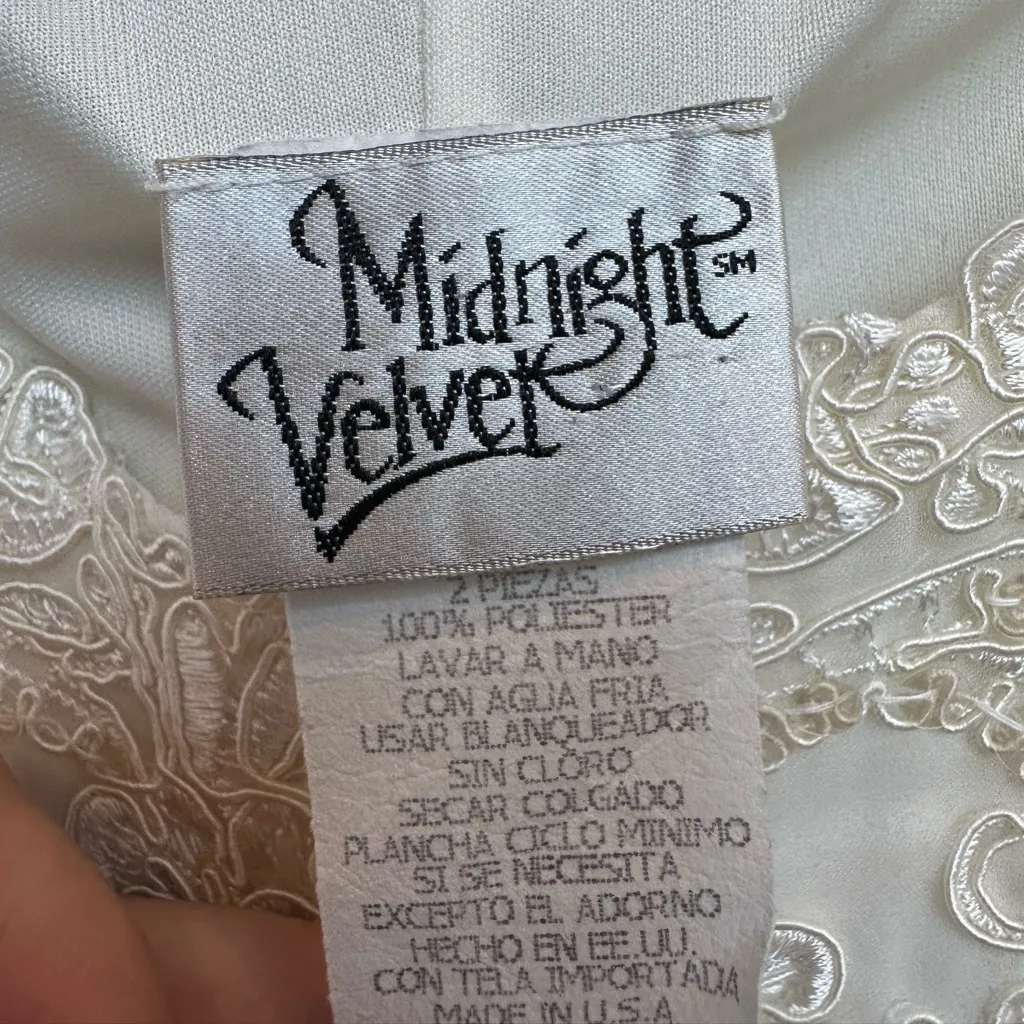 Vintage Midnight Velvet 80’s White Midi Dress Embroidered Sequin Wedding Size 16 - Image 12