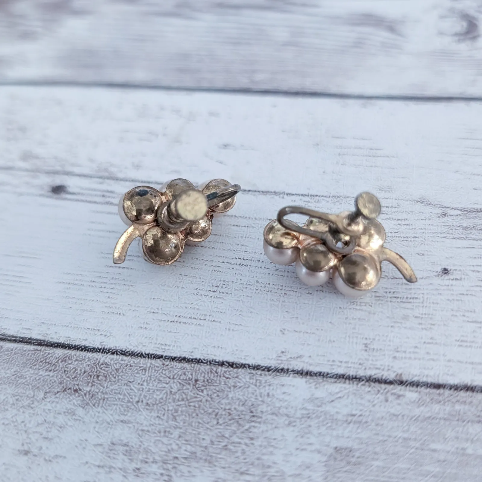 Vintage Screw On Earrings Faux Pearl Grapes? - Image 4