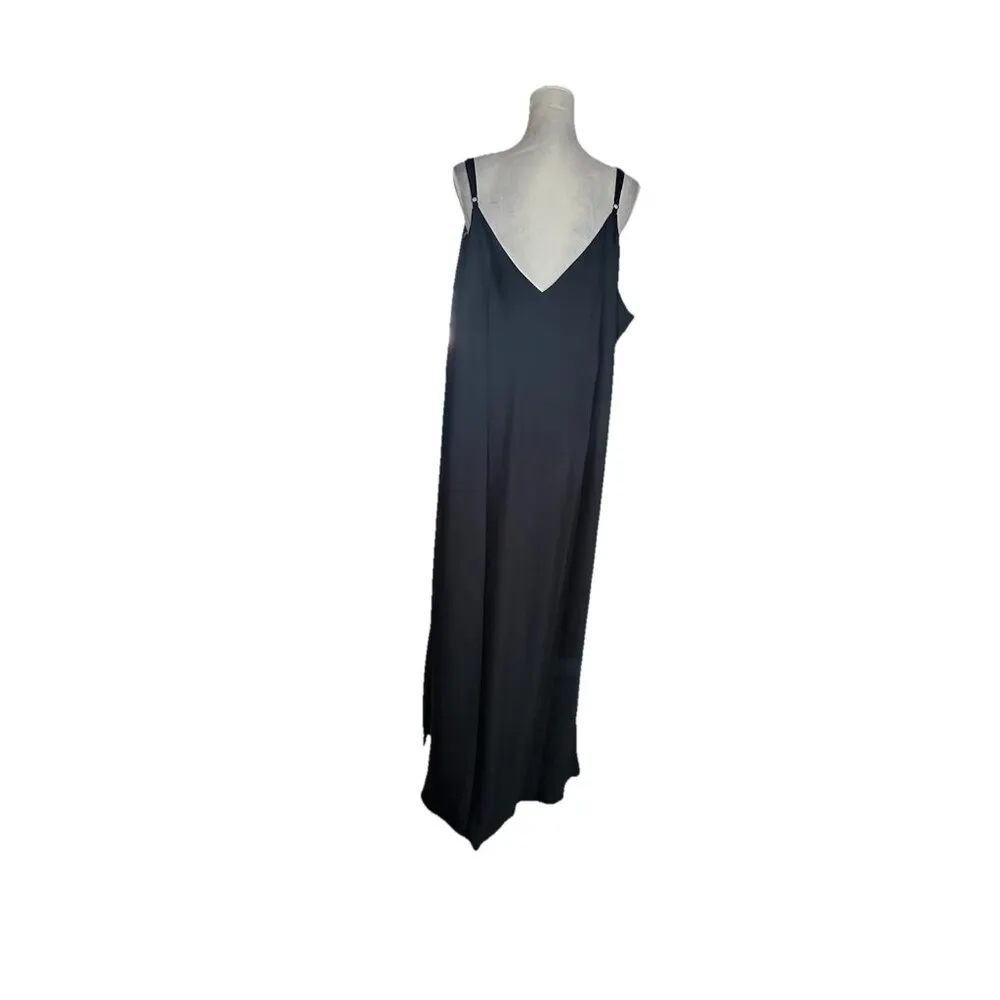 Women’s A NEW DAY Black Slip Dress 3XL, Silky Satin  V-Neck Adjustable Strap - Image 2