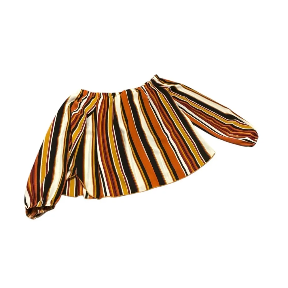 Windsor Multicolor Striped Off-Shoulder Boho Top - Image 7