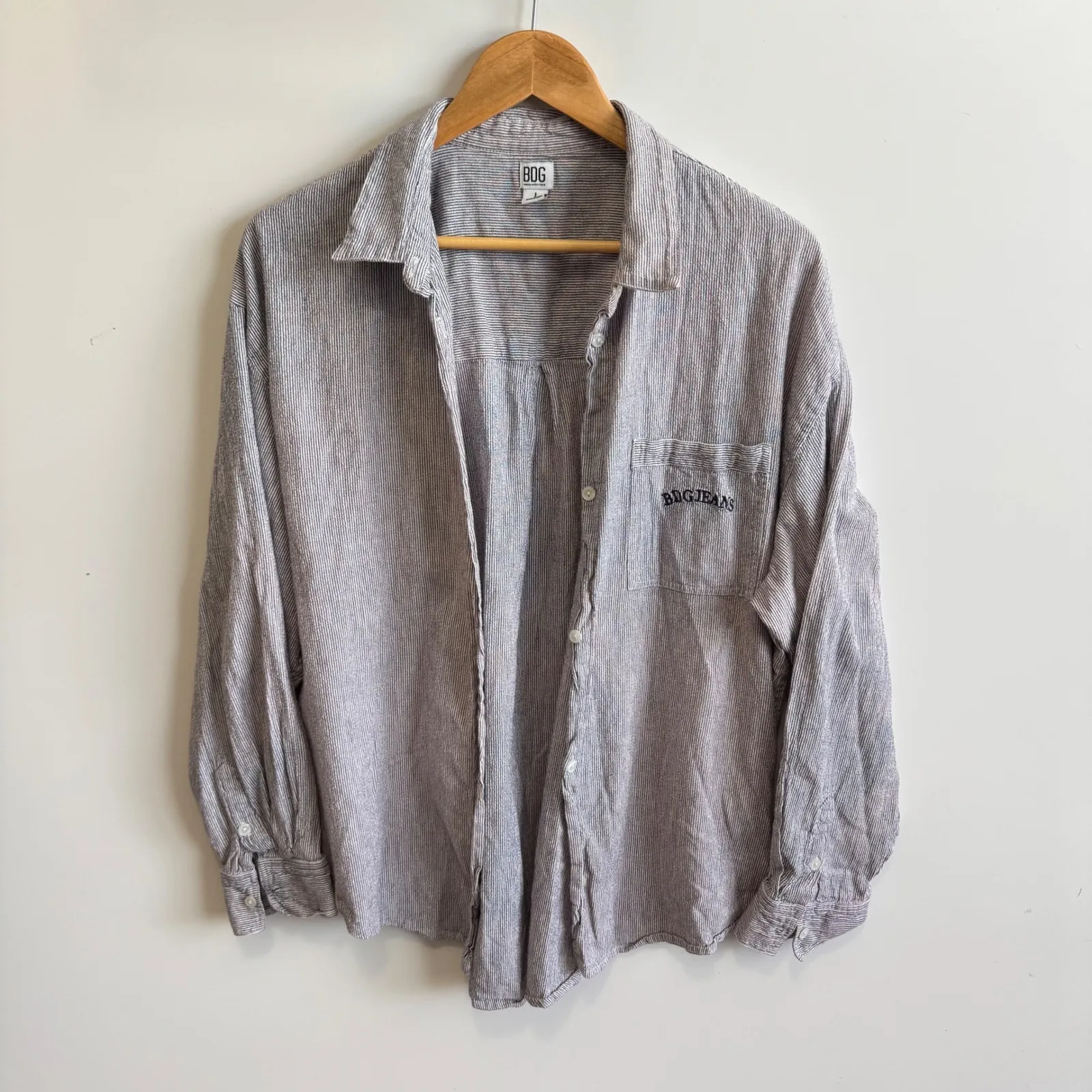 BDG Urban Outfitters Striped Shirt Long Sleeve Button Down‎ Pocket Oversized L - Image 6