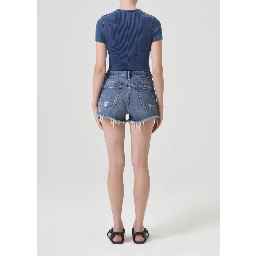 Agolde Parker Vintage Cut Off Jean Short Dark Swapmeet Blue Size 27 High Rise - Image 4