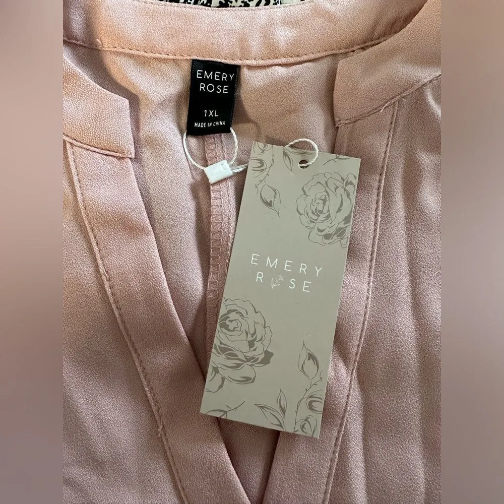 Women’s Emery Rose Lace Sleeve Blouse Dusty Pink (663) Size 1X - Image 6