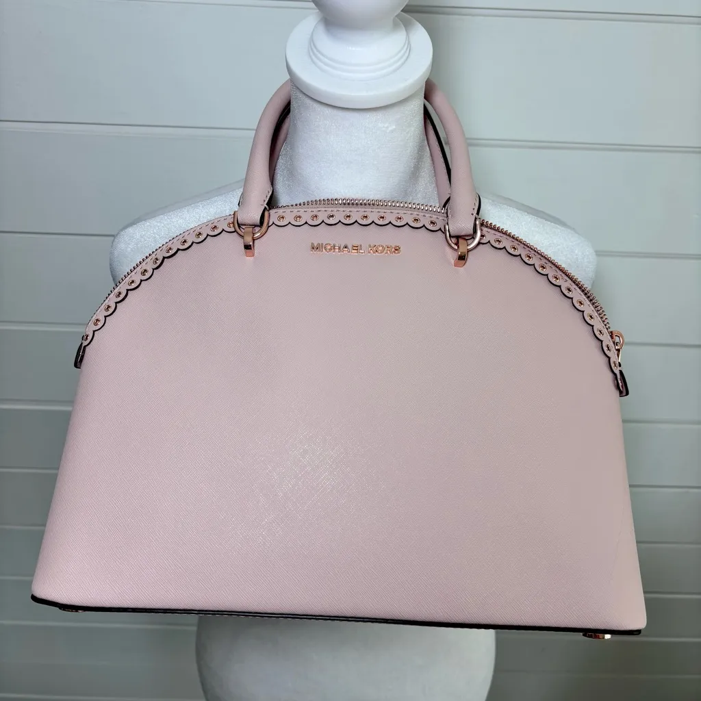 Michael Kors Pink‎ Large Dome Emmy Satchel - Blossom Saffiano/Rose Gold Hardwa… - Image 13