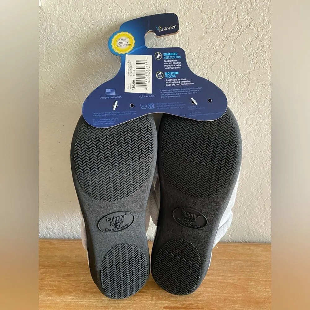 isotoner NEW Women's Light Gray Clog Slippers Shoe Size 8.5 - 9 Heel Cushion - Image 4