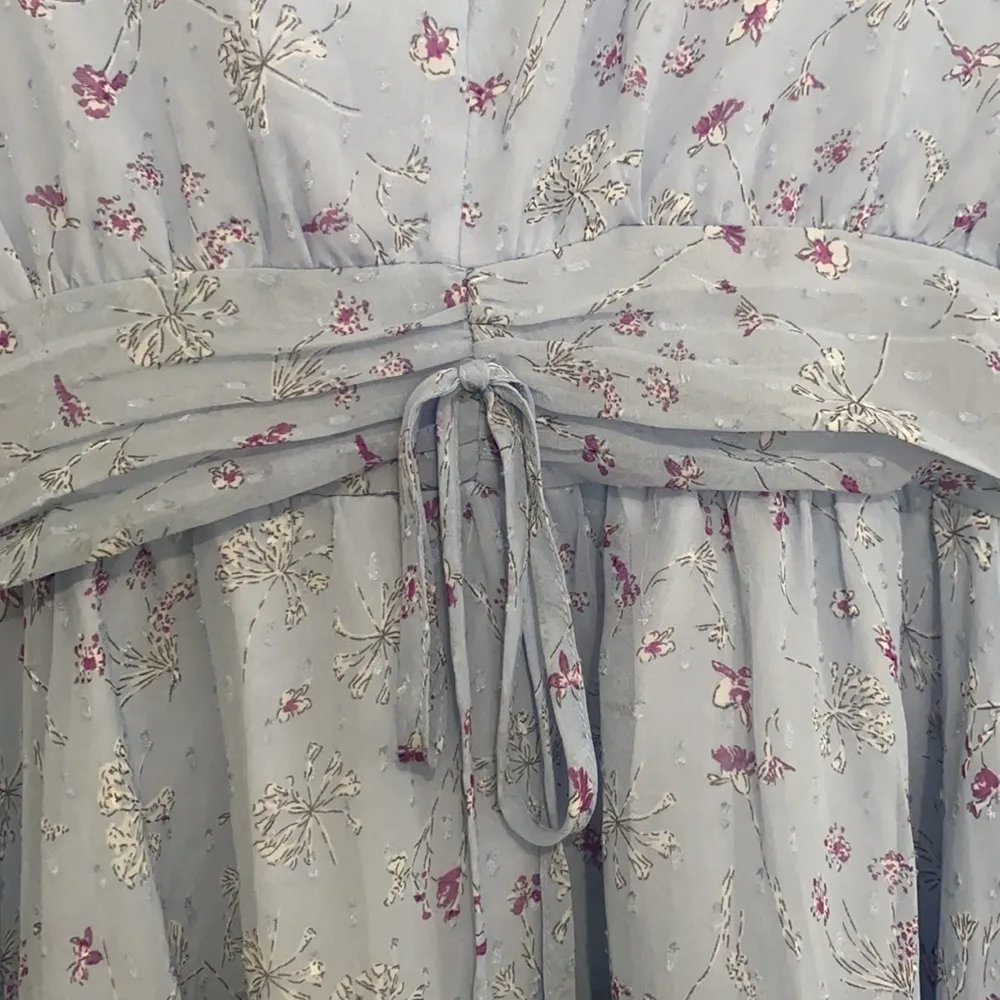 The Clothing Company size large ruffle baby blue dress v neck shirt sleeve girly - Image 4