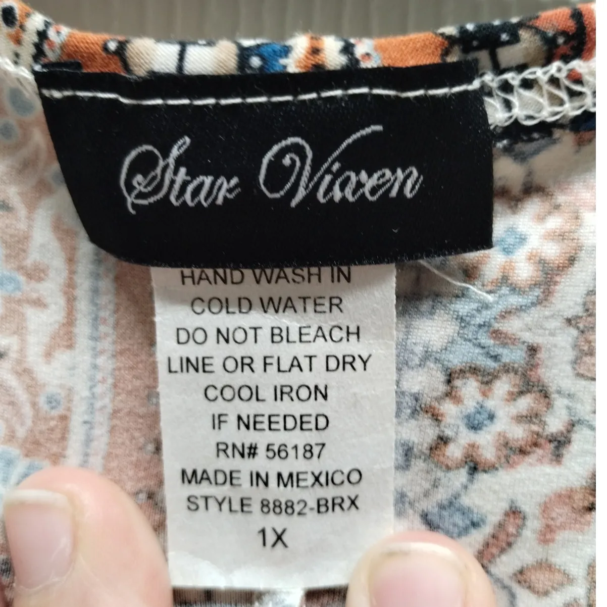 Star Vixen Women's Size 1X Orange & Blue Scoop Neck Mixed Pattern Tunic Top - Image 4