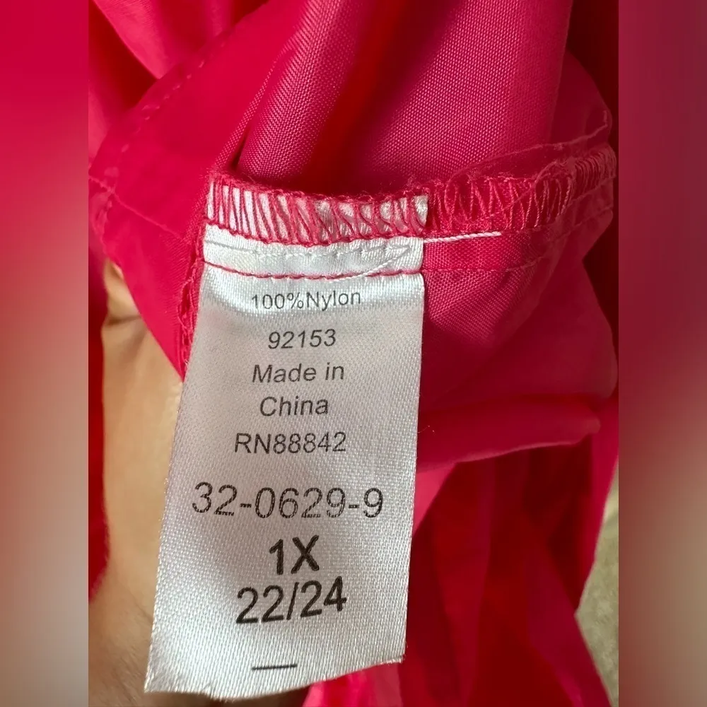 Woman Within Pink Nylon Rain Resistant Zip Up Jacket Size 1X 22/24 - Image 3