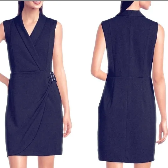 Tommy Hilfiger 4 blue business dress pencil aline midi sleeveless - Image 2