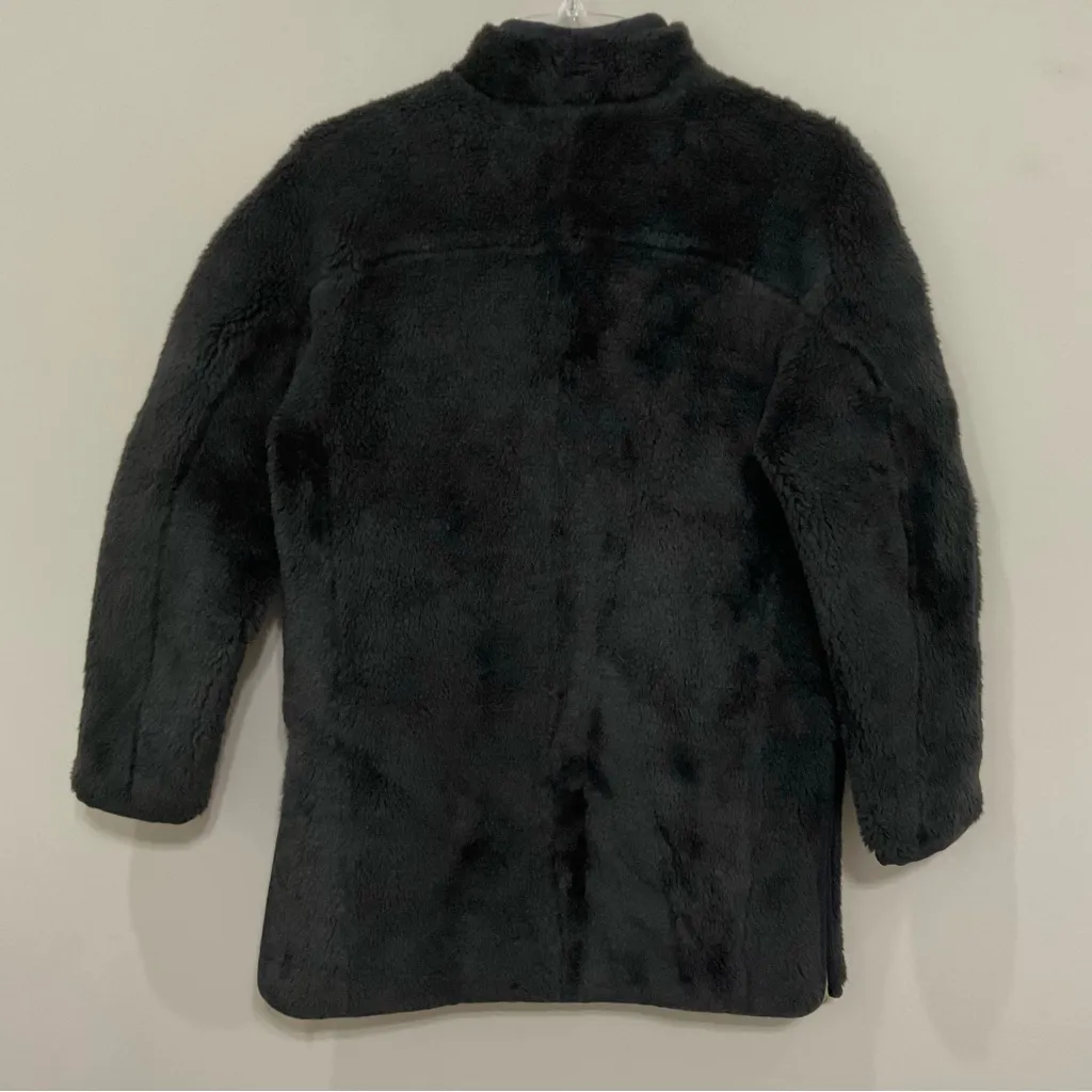 J. Crew Zip-up Plush Fleece Coat Black Sz XS Teddy Sherpa High Collar Jacket - Image 8