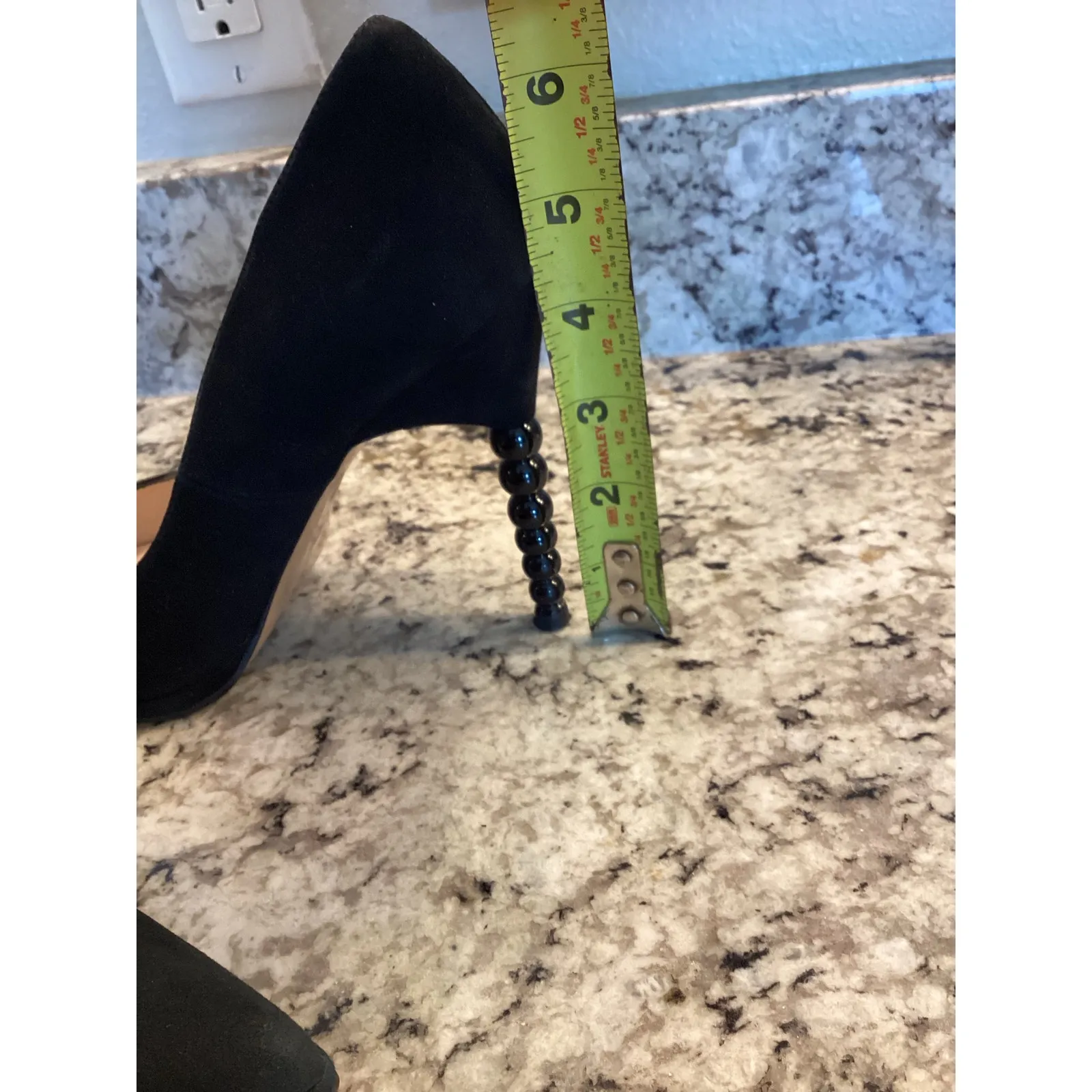 Lodi newgel Black sculpted Ball Sphere heel suede pumps size 37 - Image 4