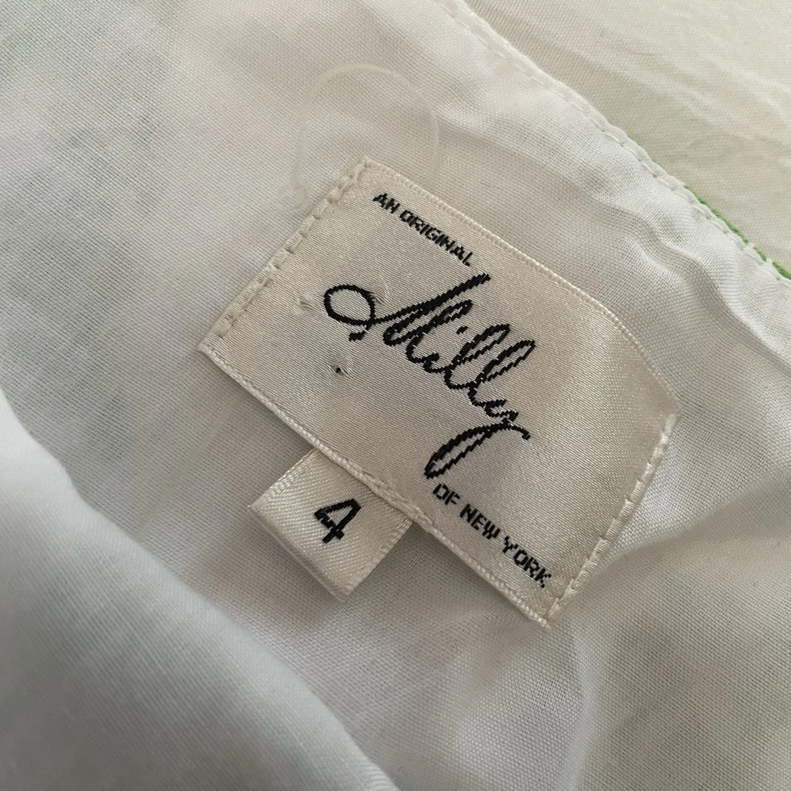 Original Milly White Green Shirt Pencil Skirt Size 4 Floral Leaf Print - Image 2