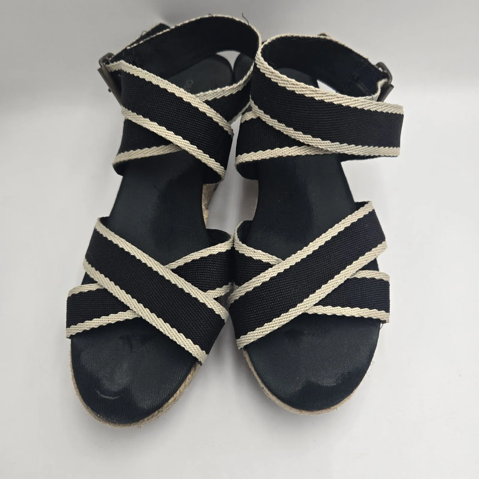 Old Navy Black Espadrille Wedge Sandals Size 9 Strappy Platform Summer Shoes Y2K - Image 7