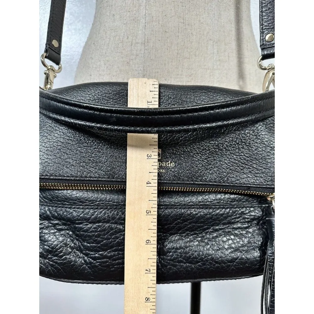 Kate Spade Black Carmen Southport Avenue Leather Fold-Over Crossbody Bag - Image 9