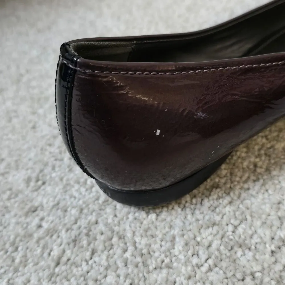 HOGAN Italy Dark Plum/ Black Patent Leather Ballet Flats US‎ Sz 7.5 EU 37.5 Purple - Image 9