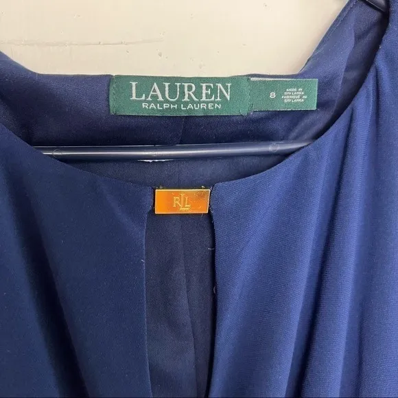 Lauren Ralph Lauren Navy Faux Wrap Dress Size 8 - Old Money - Dark Academia - Image 5