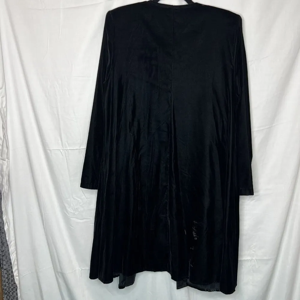 Vintage Fredericks Of Hollywood Black Jacket Evening Overcoat‎ Cardigan Velvet L - Image 7