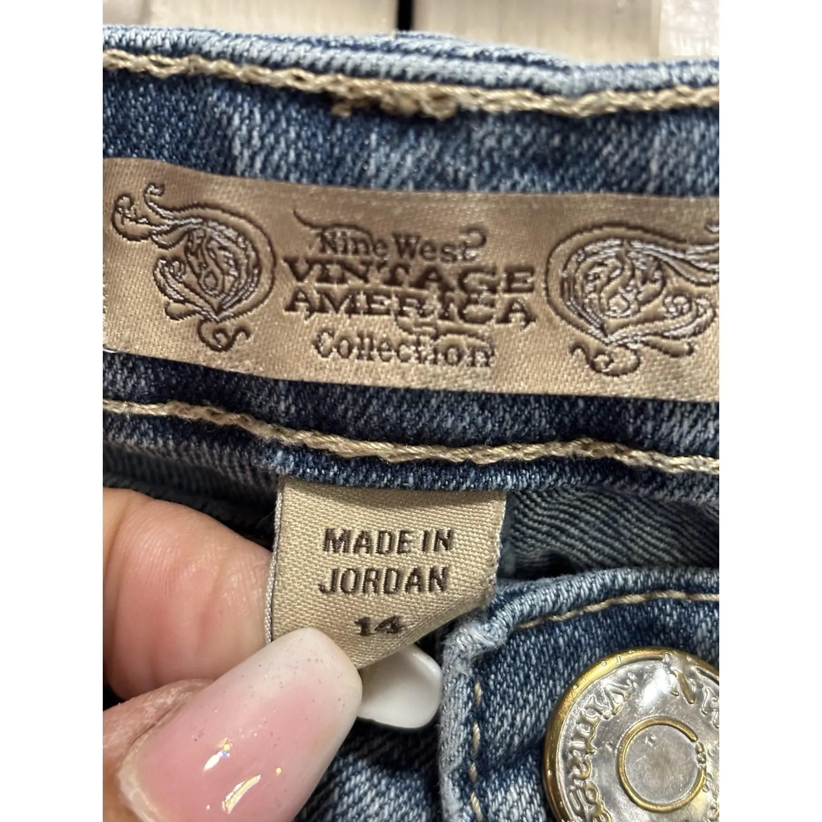 Nine West Vintage Coll.‎ Denim Capris Missy Light  Mid Rise Size 14 Wide Leg - Image 4