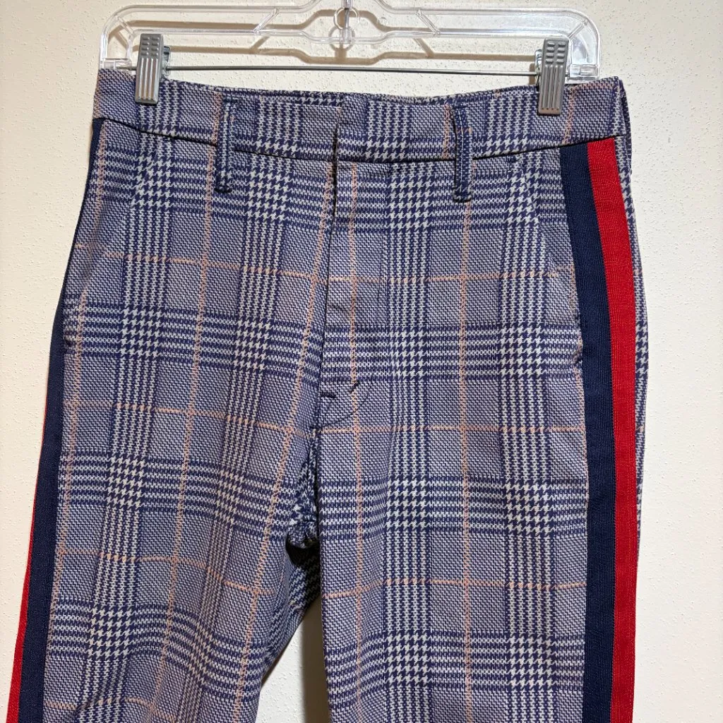 Mother The Shaker Prep Fray Happy People Read And Drink Coffee Plaid Pants Blue Size 26 - Image 4