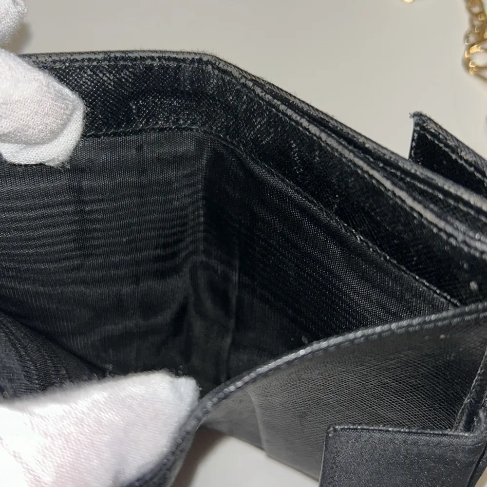 Prada Authentic Vintage  Black Nylon Leather Tri-Fold Wallet Logo - Image 9