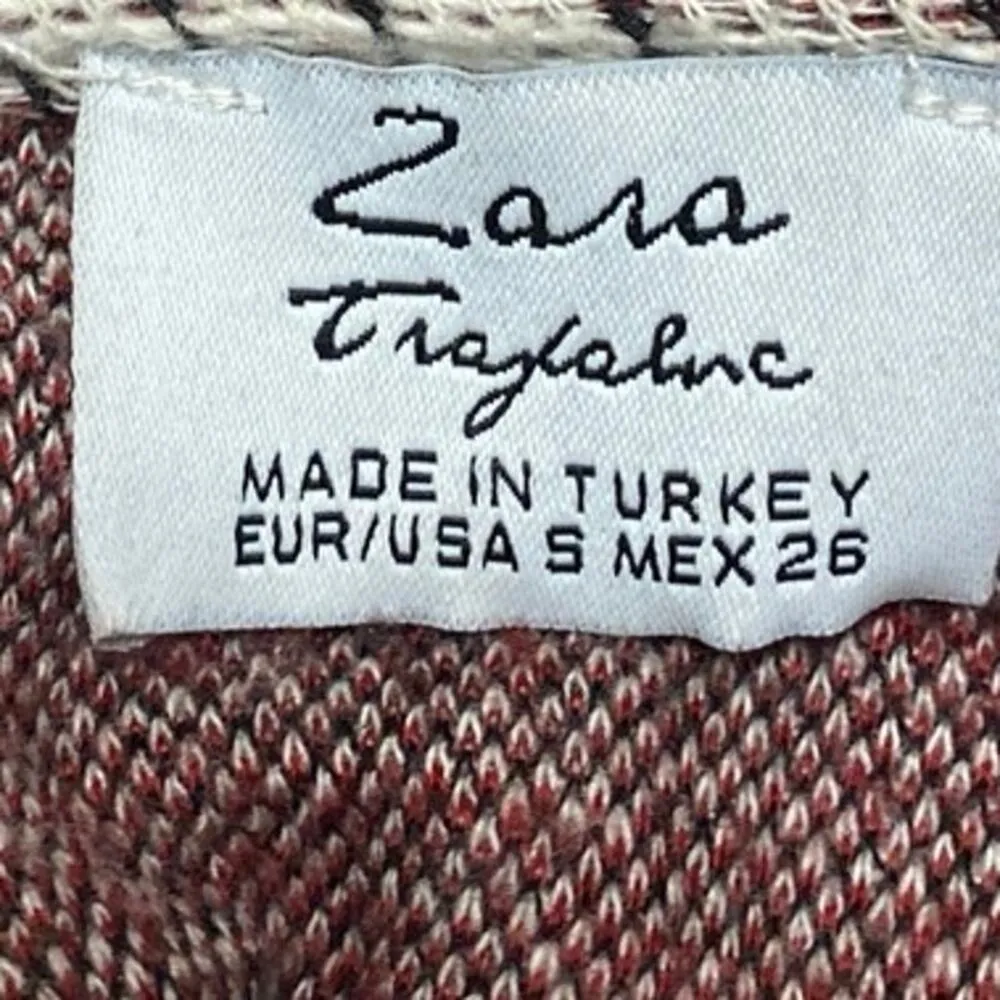 Zara Women's Multicolor Knit Short Sleeve Mini Shift Shirt Tunic Sweater Dress S - Image 4