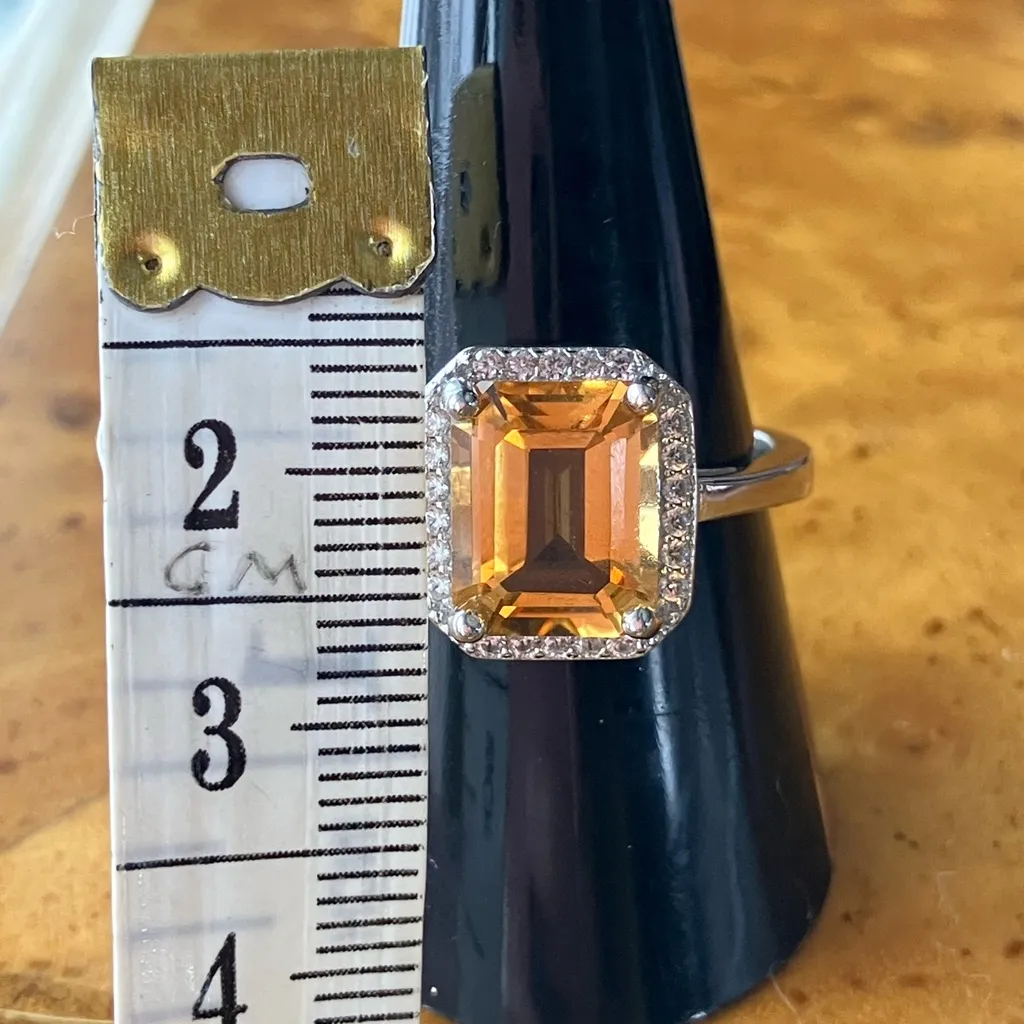 Brazilian Citrine Sterling Silver Ring Size 9 Yellow - Image 7