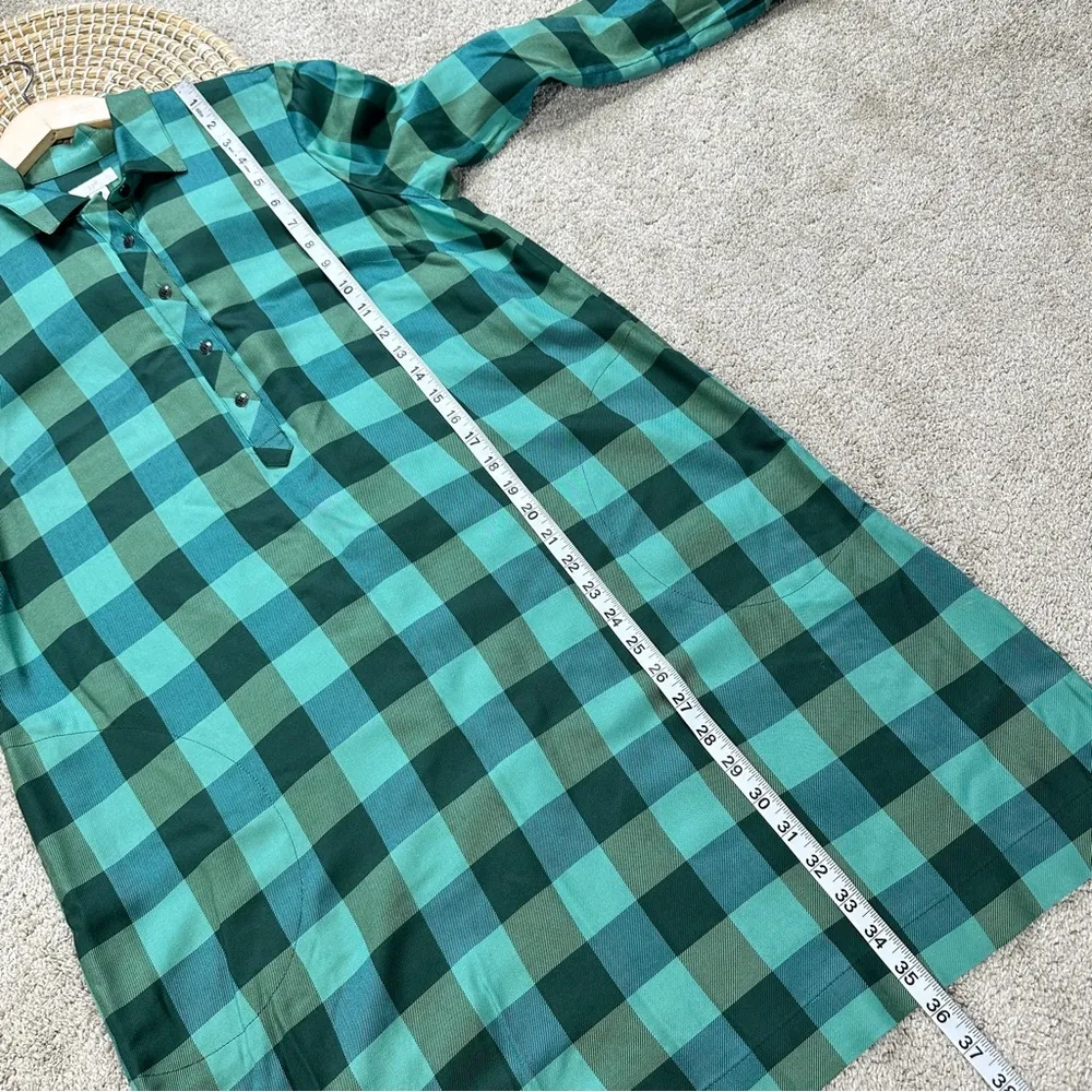 J. Jill Green Buffalo Check Plaid Shirt Dress Longsleeve Pockets Scots Pine XS - Image 13