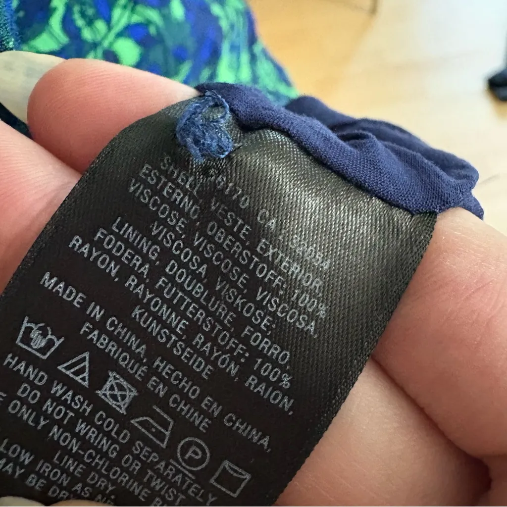 MAEVE ANTHROPOLOGIE‎ Prunella Floral Ruched Wrap Dress Blue Green Size 0 - Image 9