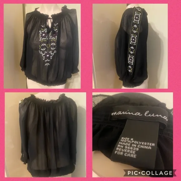 🛍MARINA LUNA BLACK BLOUSE SIZE S 🛍 - Image 2