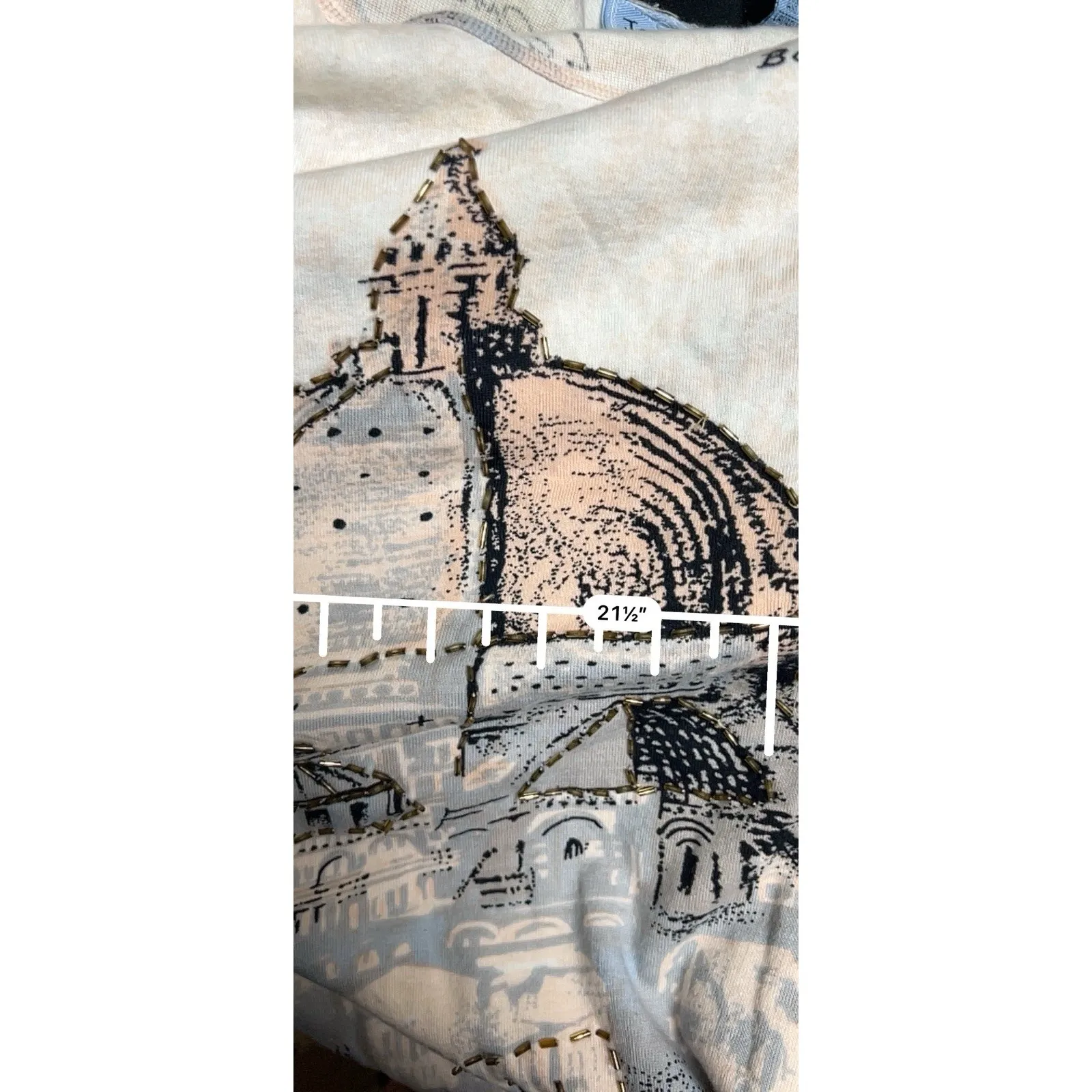 017-005 Y2K Vintage Jane Ashley‎ Long Sleeve Blouse Italy Top Size 2x 2xl Beaded - Image 6