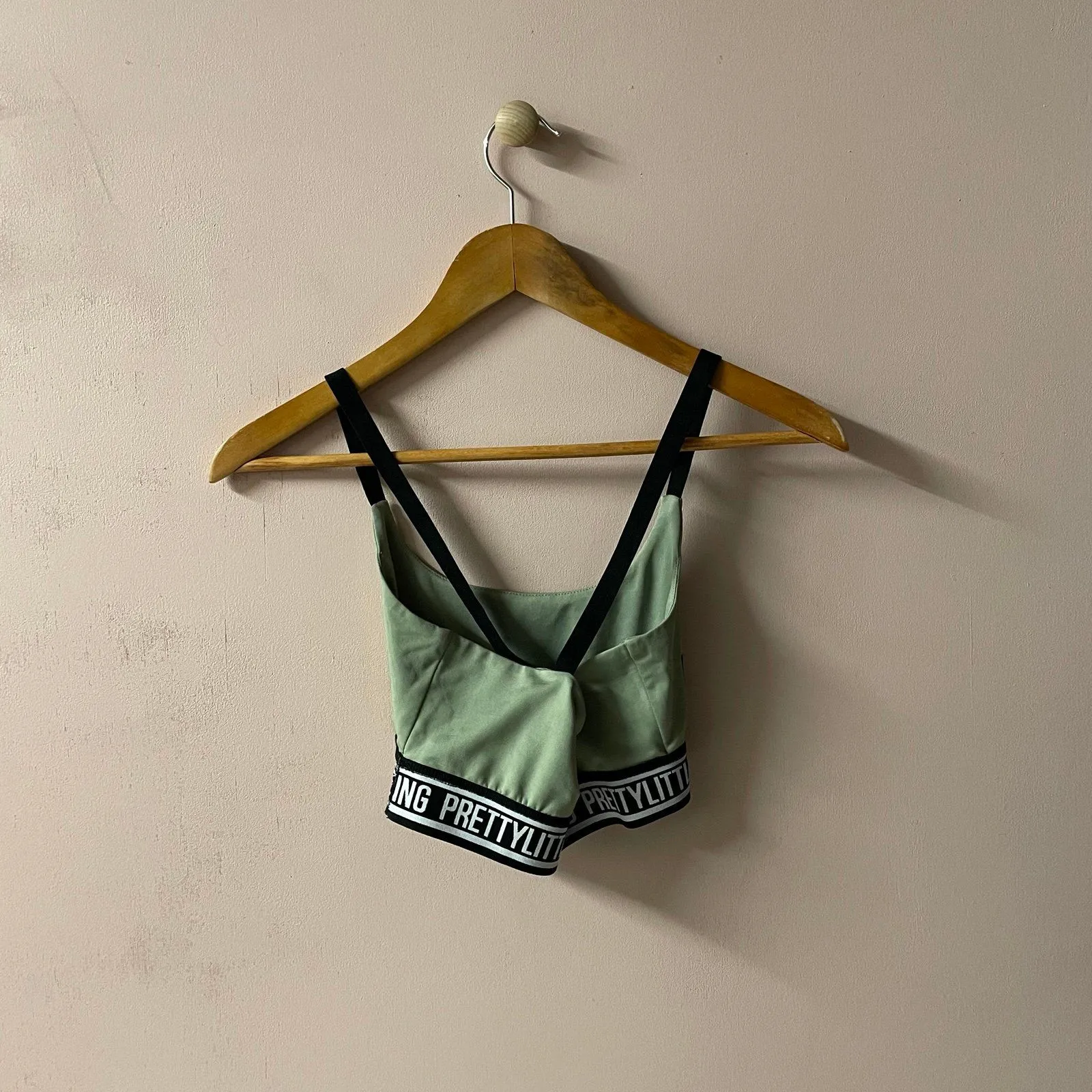 Pretty Little Thing Light Green & Black X-Back Sports Bra  Size 2 GUC - Image 2