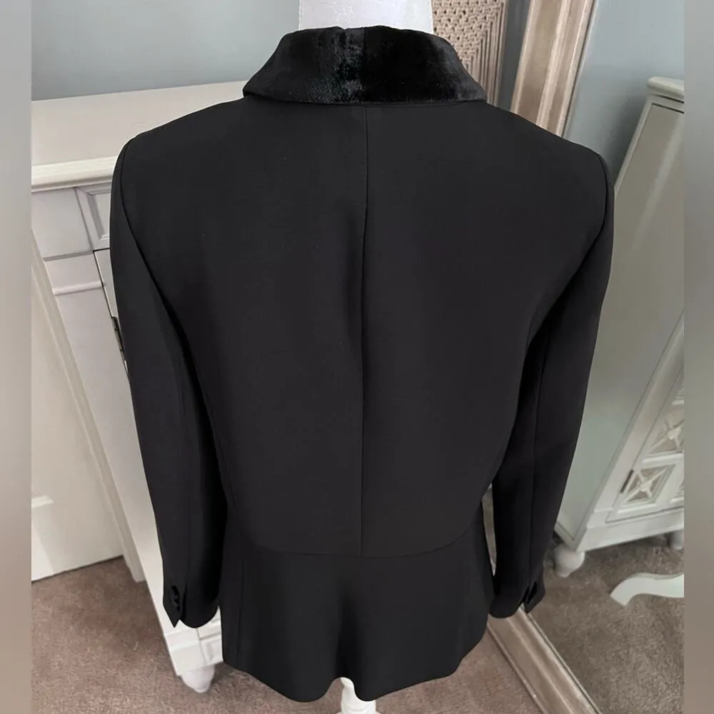 Talbots Stretch Crepe Velvet Trim Blazer NWT 8 Black Career Dressy Formal - Image 5
