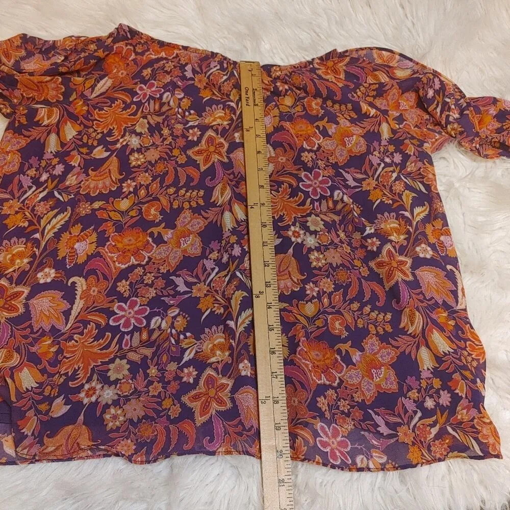 1 State Floral Size Large L Colorful Vibrant Boho Bohemian Top Blouse Classy - Image 8