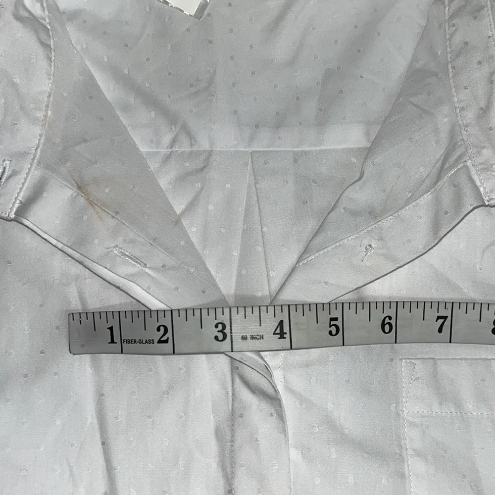 Van Heusen NWT Size XXL White Swiss Dot Chest Pocket Button Down Tunic Shirt Top - Image 6
