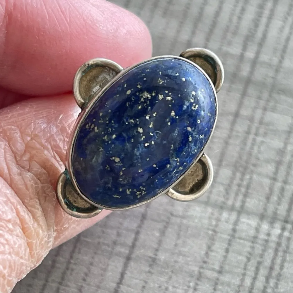 vintage 925 silver and lazurite Ring Size 6 - Image 2