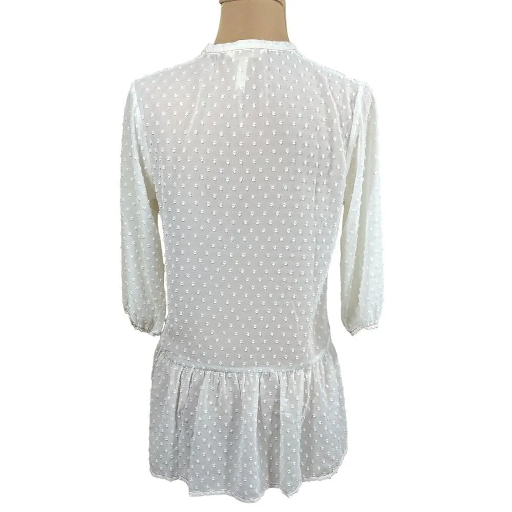 Matilda Jane Tunic Top Light The Way Swiss Dot White Orange Size XS Extra Small - Image 3