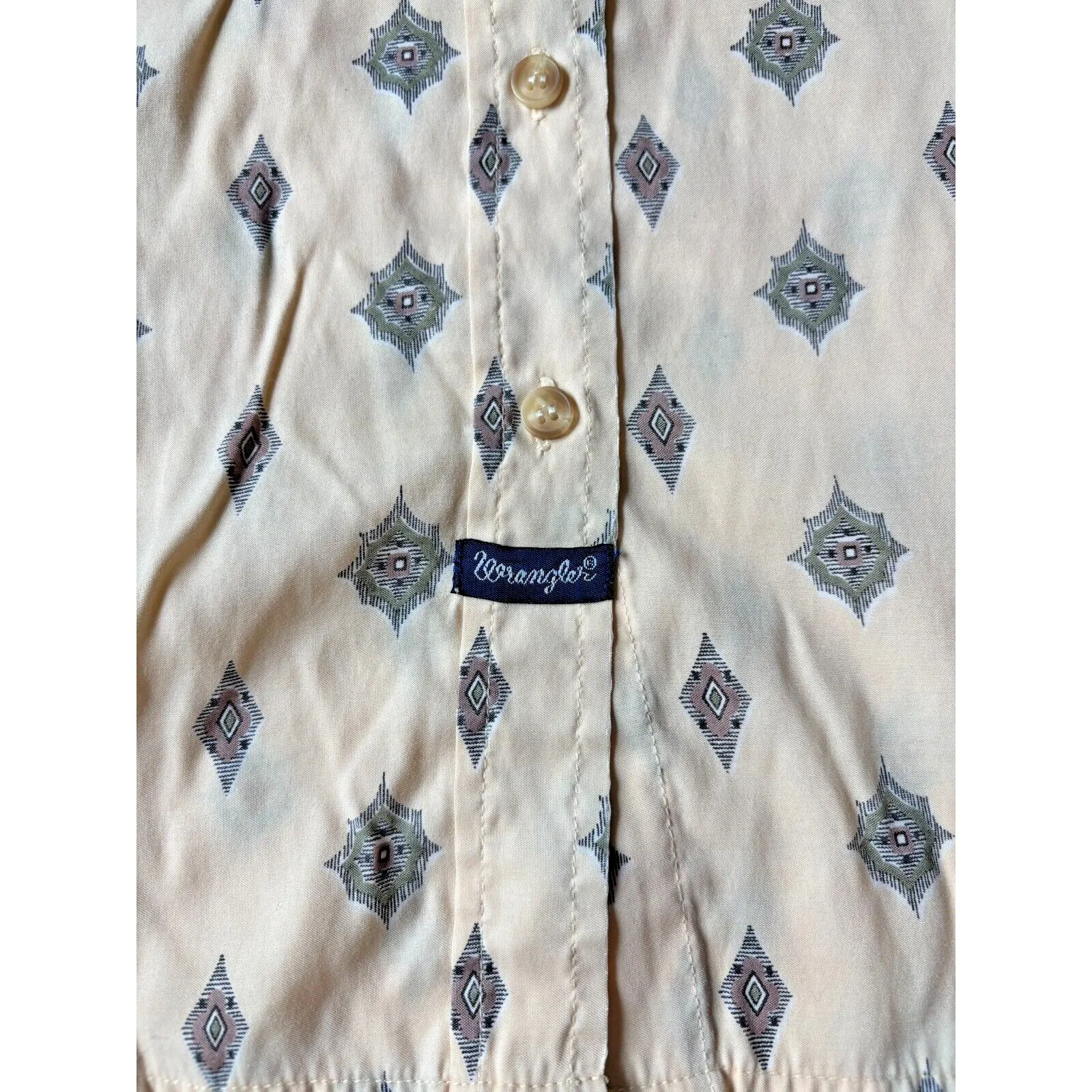Vintage‎ Wrangler Shirt Womens M Yellow Short Sleeve Southwestern Print - Image 4