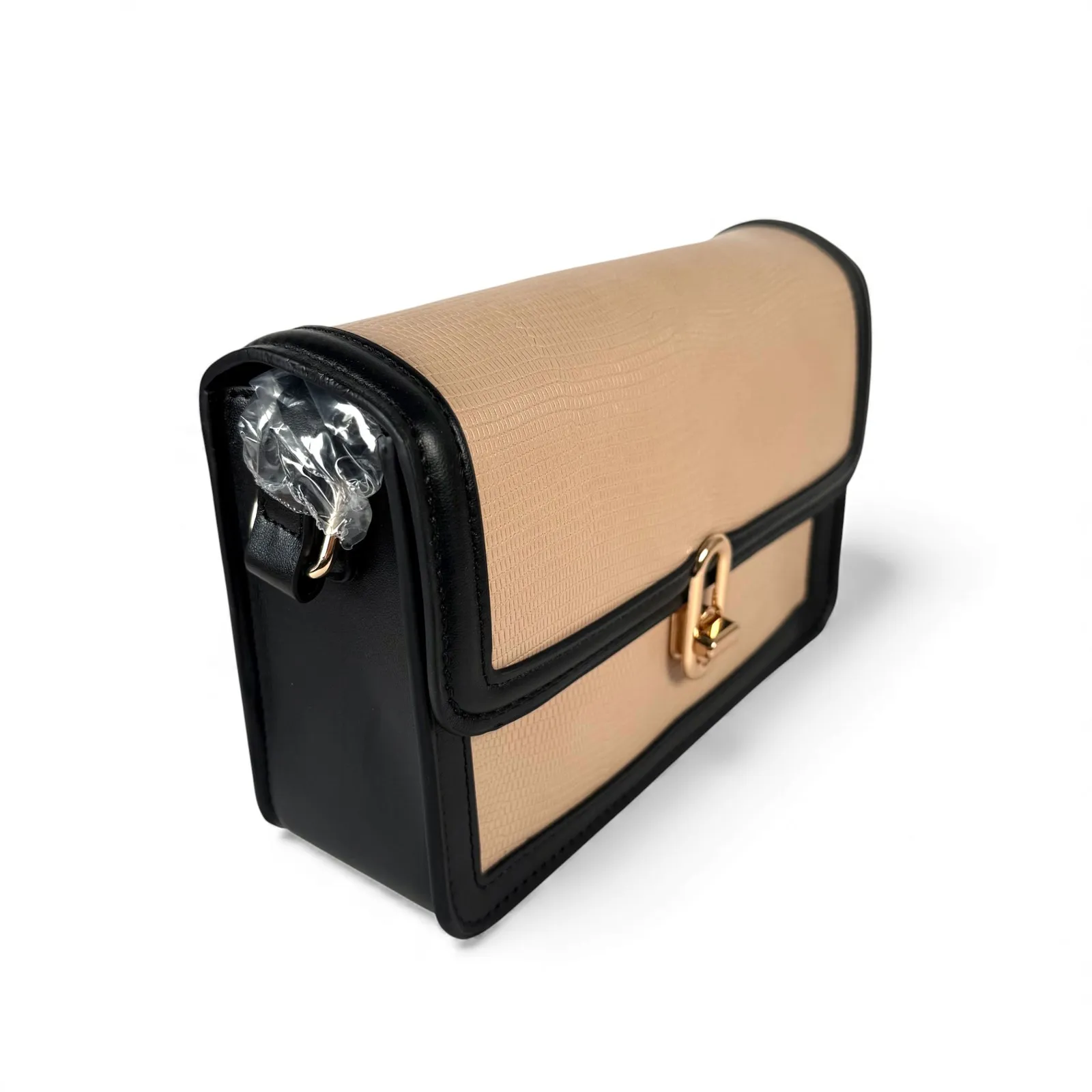 Jules Kae Mia Satchel Purse Blush Lizard + Black Vegan Leather Shoulder Bag NWT Pink - Image 3