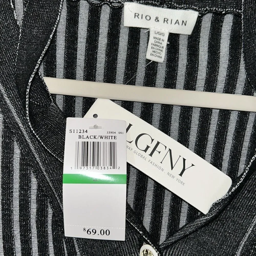 Rio & Rian Black & White Rib Cardigan(Size Large) - Image 5