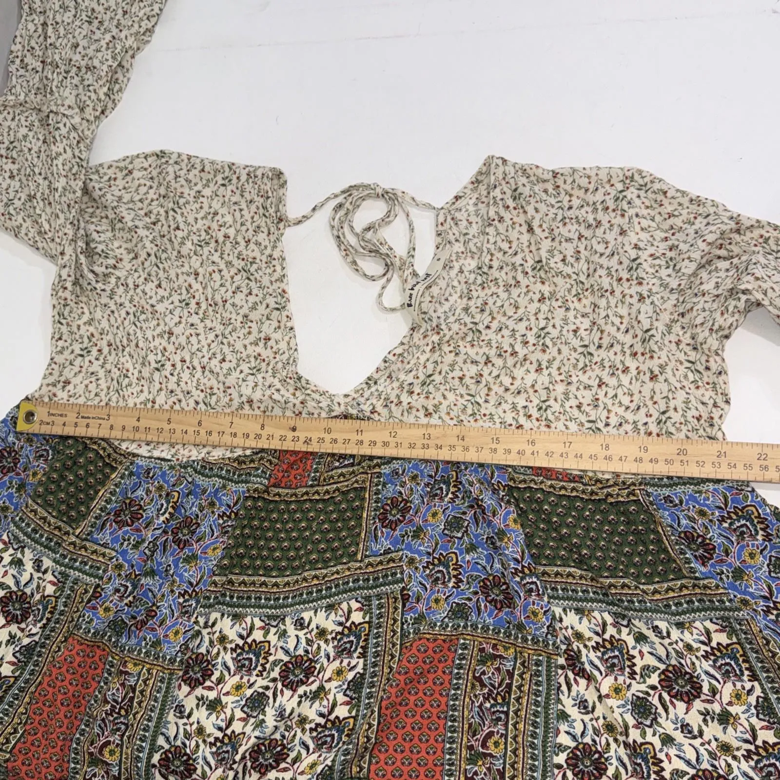 Three Bird Nest Gypsy Hippie Bell Sleeve Jaded Floral Boho Peasant Blouse Top Sm - Image 11