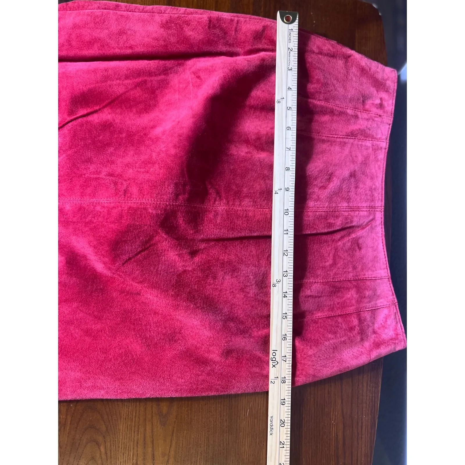 Vintage Margos Leather Suede Rasberry Red Pencil Fitted Size 11 Western‎ Y2K - Image 5