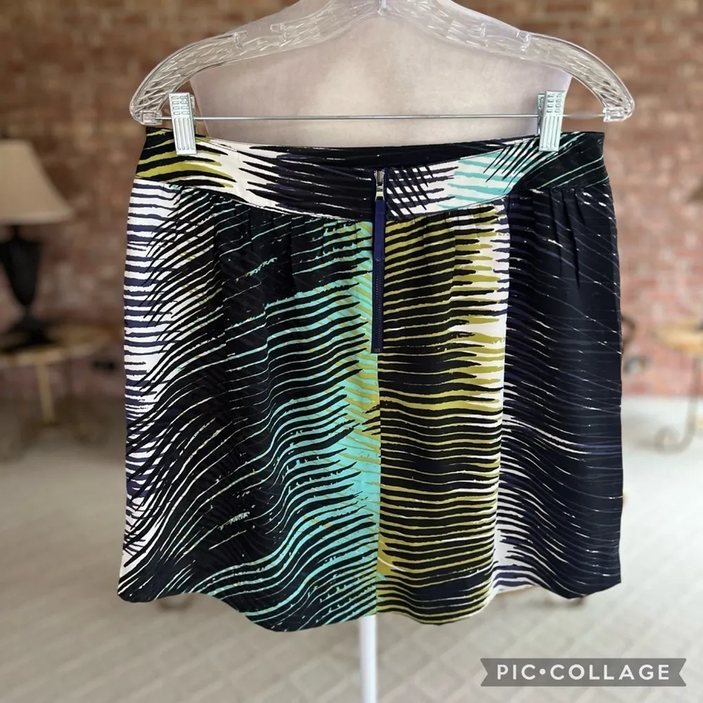 Loft Skirt Mini Palm Leaf Black Green 8P Silky Midrise A-line Party Date Concert - Image 9