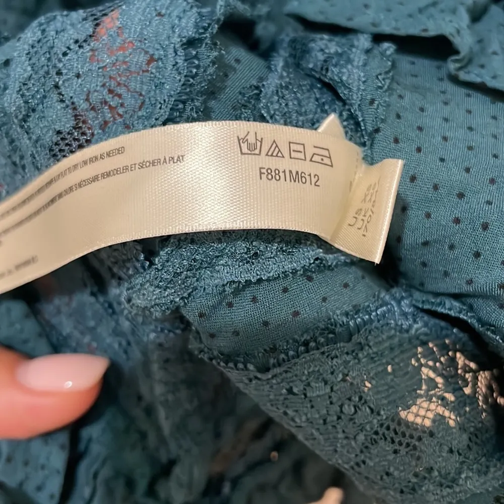 Free People Intimately Green Black Polka Dot Swing Lace Detail Sleeveless Tunic - Image 9