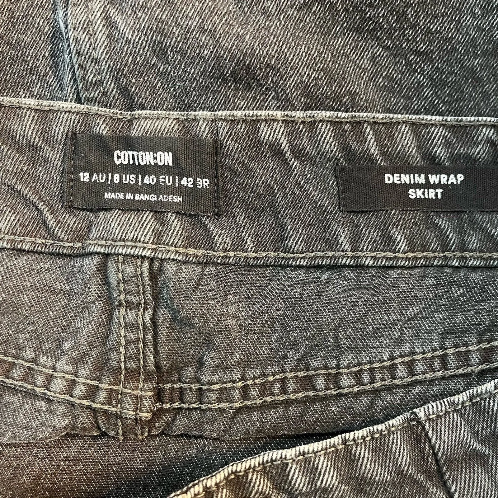 Cotton On  Black Denim Wrap Mini Skirt Size 8 Side Tie - Image 5