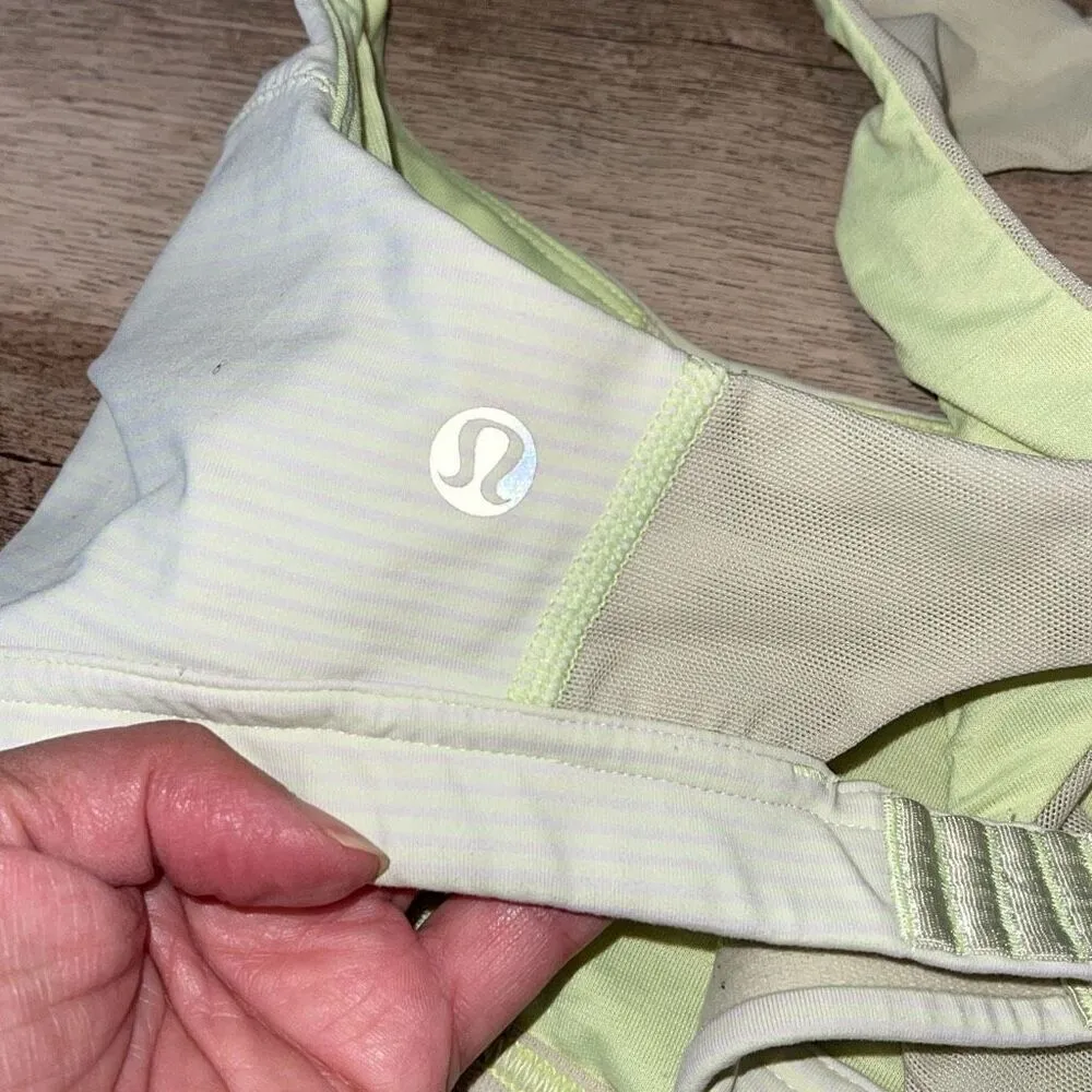 Lululemon‎ Run: Hook Me Up Bra Wagon Stripe Faded Zap / Faded Zap Size 4 - Image 6