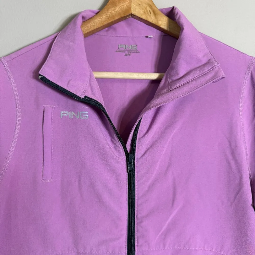 PING Full Zip Lightweight Windbreaker Jacket Womens Medium Purple Thumbhole Golf - Image 5