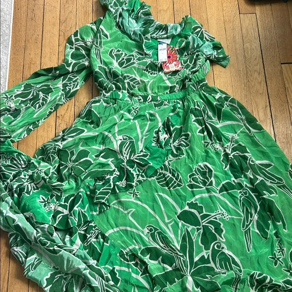 NWT Farm Rio X Anthropologie one shoulder green dress size M - Image 2