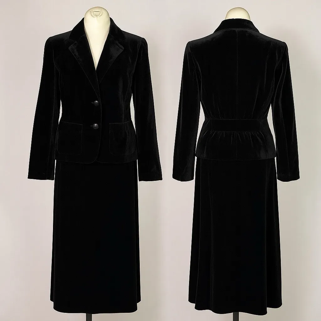 I.N. Studio Petite Black Velvet Blazer Maxi Skirt Suit 2 - Image 3