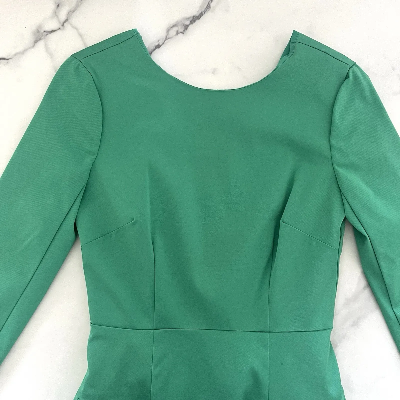 J.Crew sheath dress with tulle hem Sz 00 Kelly green lady like Modest Retro - Image 7